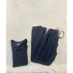 Scrubletics Black V Neck Scrub Top & Pants Set Women's XS Polyester Spandex